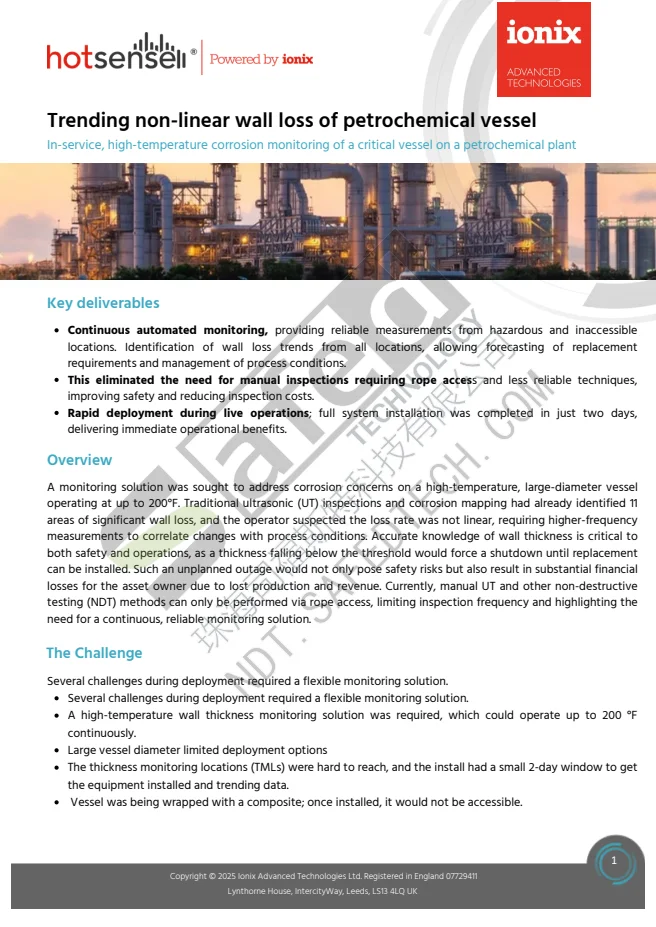 石化容器非线性减薄监测 · 原厂资料（英文 PDF） PDF 第 1 页预览