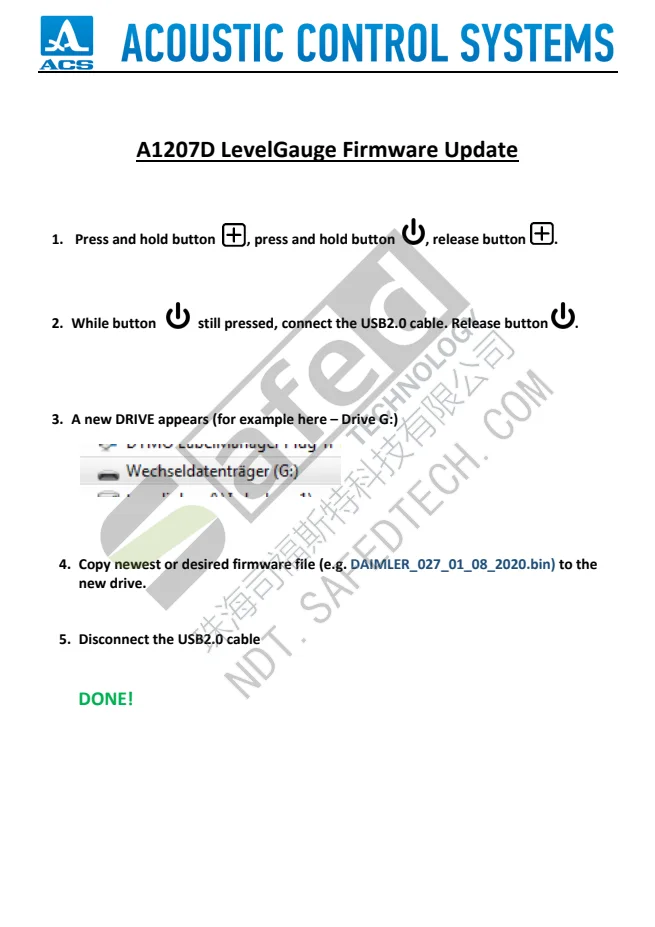 20 A1207D LevelGauge A1207D Firmware Installation Guide PDF 第 1 页预览